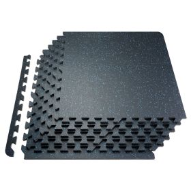 VEVOR 0.56 Inch Thick Gym Floor Mats, 12 Tiles Rubber Top with EVA Foam, 25" x 25" Gym Flooring Workout Mats with 48 sq.ft Coverage