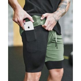 Pocket Compression Shorts (Option: Green black-3XL)