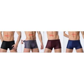 Ice silk men's underwear mesh boxer (Option: Set2-M)