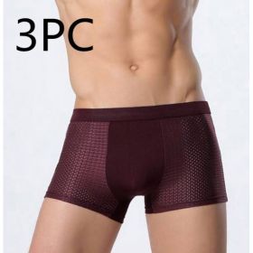 Ice silk men's underwear mesh boxer (Option: 3 pcs Red-XL)