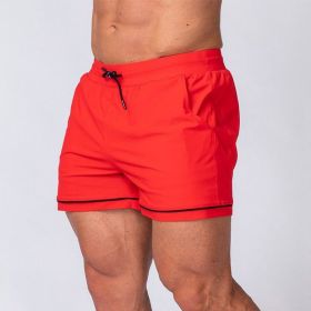 Fitness Quick-drying Sport Running Training Outdoor Beach Shorts (Option: Red-M)