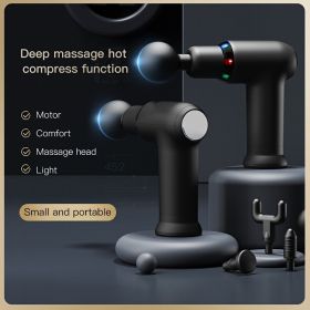 1pc Mini Electric Heat Muscle Mask Gun Back Soothing Sore Neck Cervical Massage Hammer Muscle Relaxing Pin Multifunctional Fitness Decompressor (Color: BLACK)