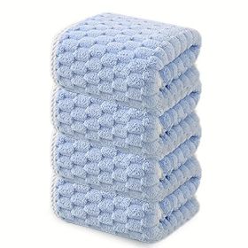 "The Ultimate Spa & Fitness Towel - 4-Piece Waffle Weave Set Includes Bath/Hand/Face/Gym Sizes - Perfect for Daily Use & Travel" (Quantity: 4 piece set blue)